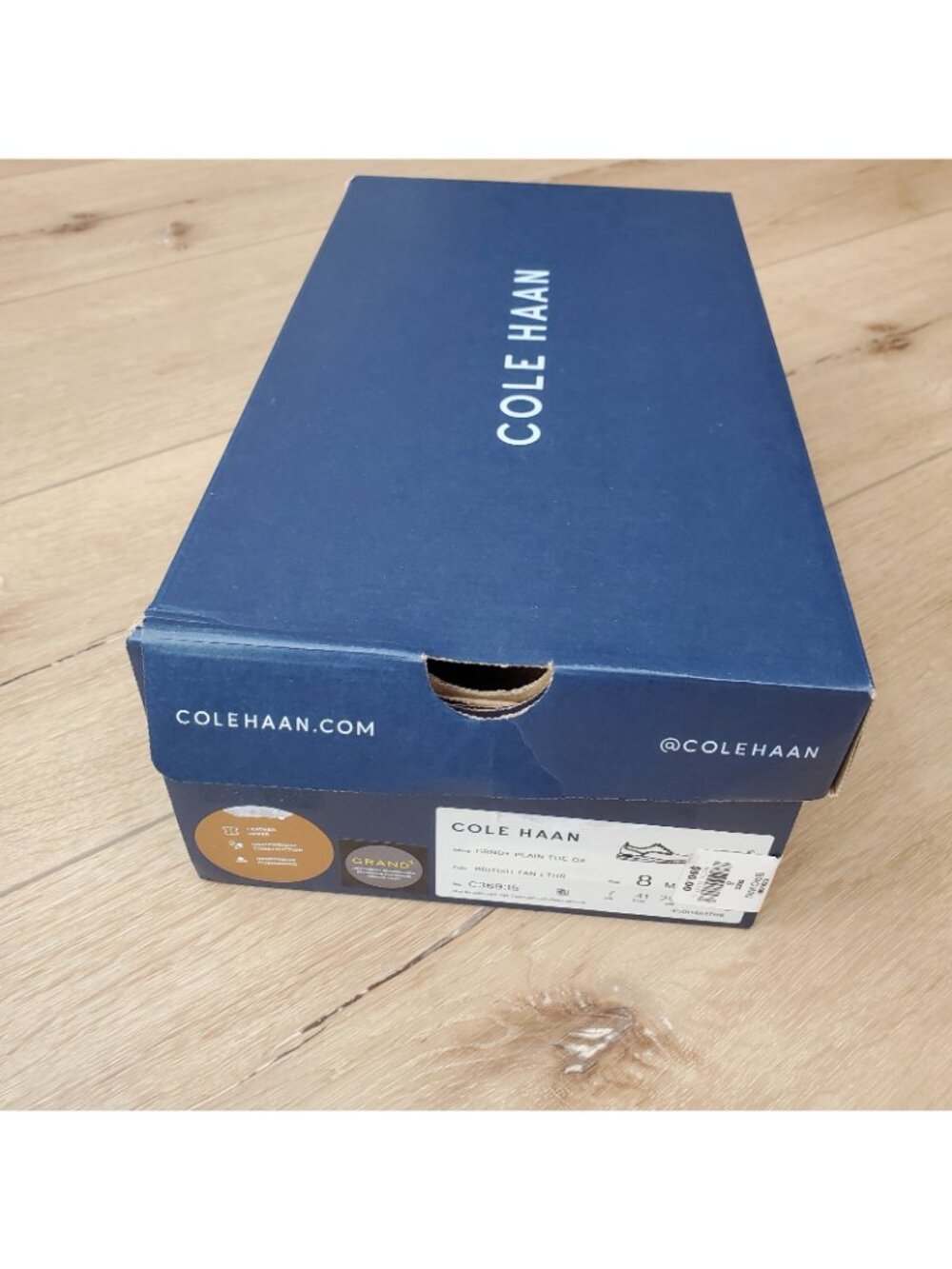 Cole Haan Grand+ Plain Toe Oxford Mens 8 M British Tan Leather Shoes C36935 NEW - Picture 8 of 9